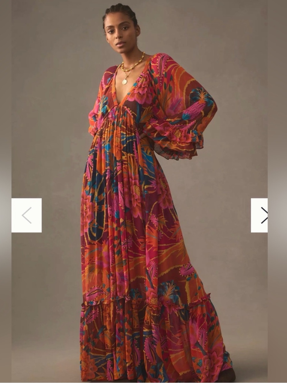Farm Rio Vintage Wave Long-Sleeve Maxi Dress